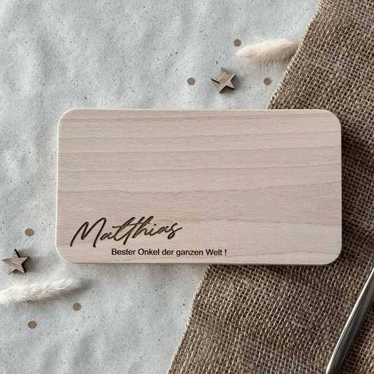 DwieDeko Frühstücksbrett mit Namen – Geschenk für Onkel oder Patenonkel personalisiert – Bester Onkel der Welt