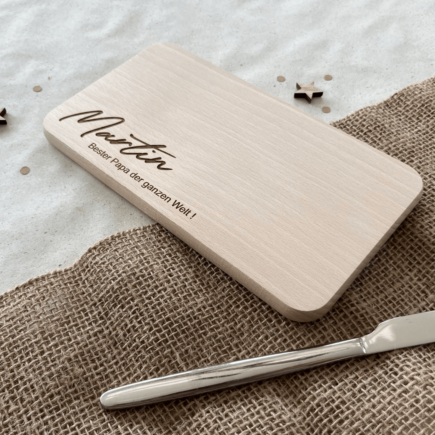 DwieDeko Frühstücksbrett personalisiert – Geschenk für Papa mit Gravur – Bester Papa der Welt
