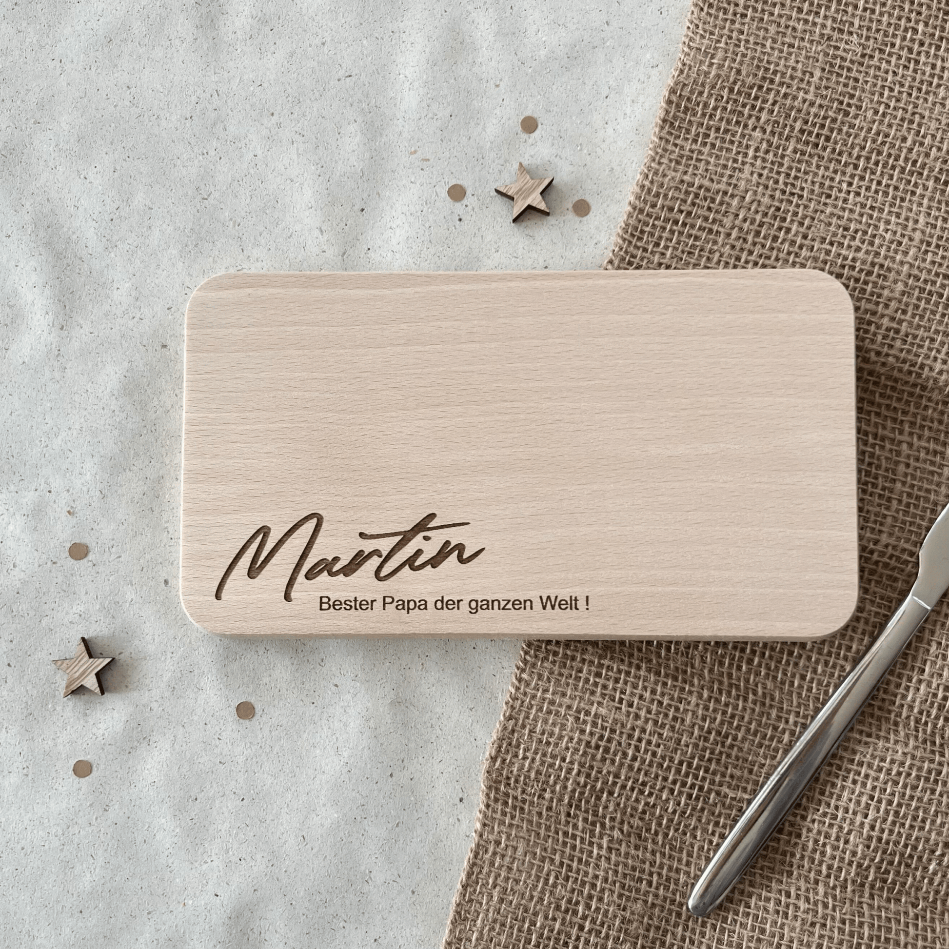 DwieDeko Frühstücksbrett personalisiert – Geschenk für Papa mit Gravur – Bester Papa der Welt