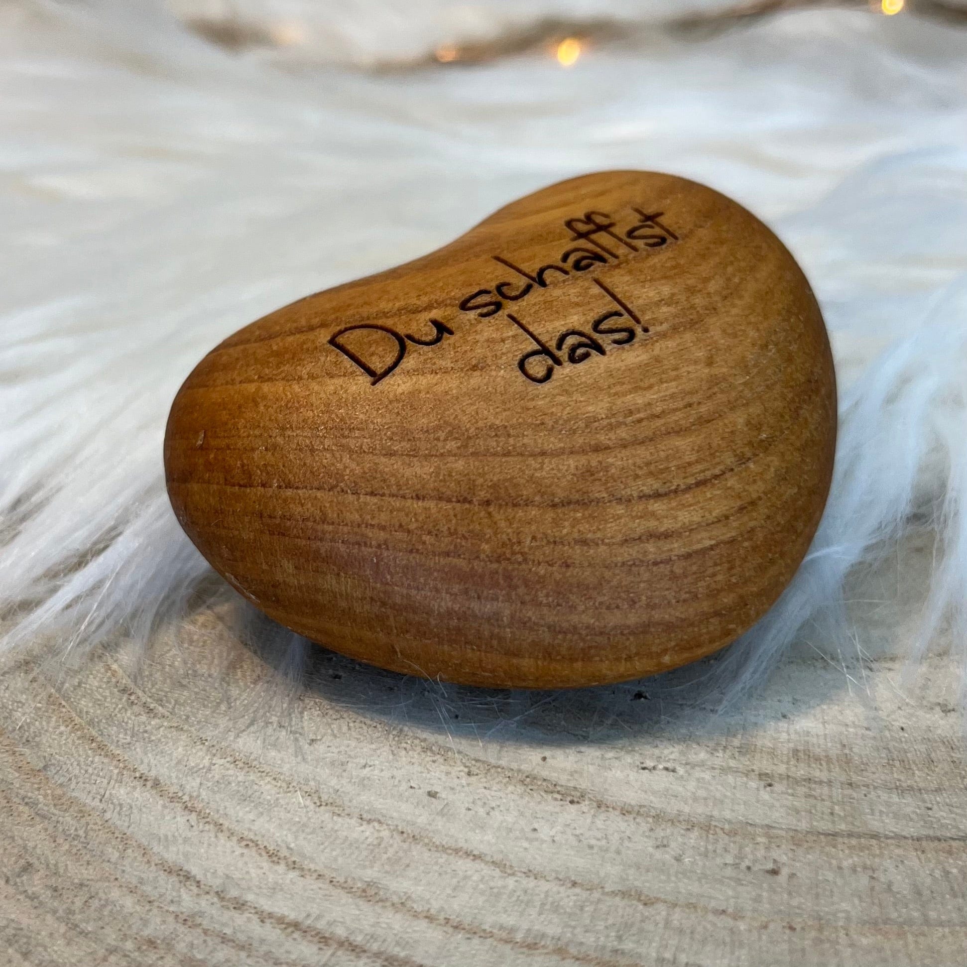 DwieDeko Handschmeichler Herz Holz 'Du schaffst das' – Mutmacher Geschenk zur Prüfung oder Krankheit