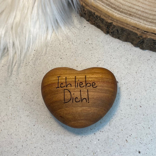 DwieDeko Handschmeichler Herz Holz 'Ich liebe dich' –  Mutmacher Geschenk für Männer & Frauen