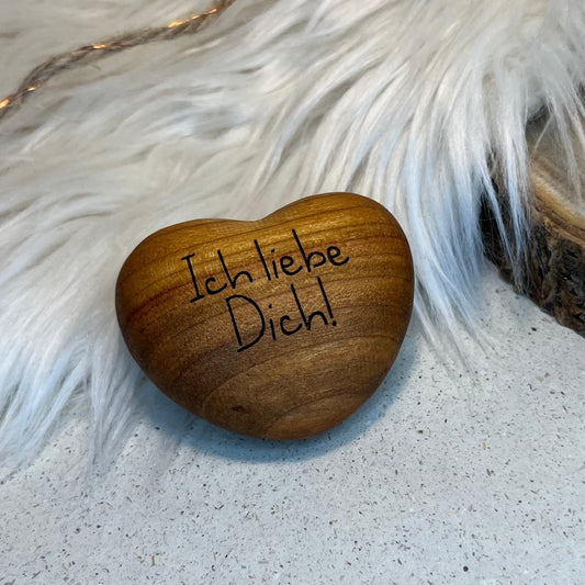 DwieDeko Handschmeichler Herz Holz 'Ich liebe dich' –  Mutmacher Geschenk für Männer & Frauen