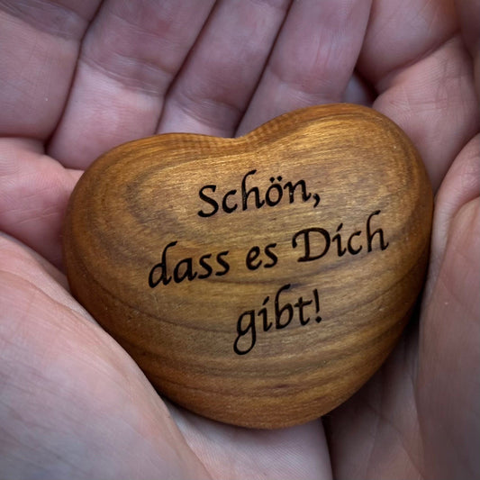 DwieDeko Holz Herz-Handschmeichler 'Schön, dass es dich gibt' – persönliches Geschenk