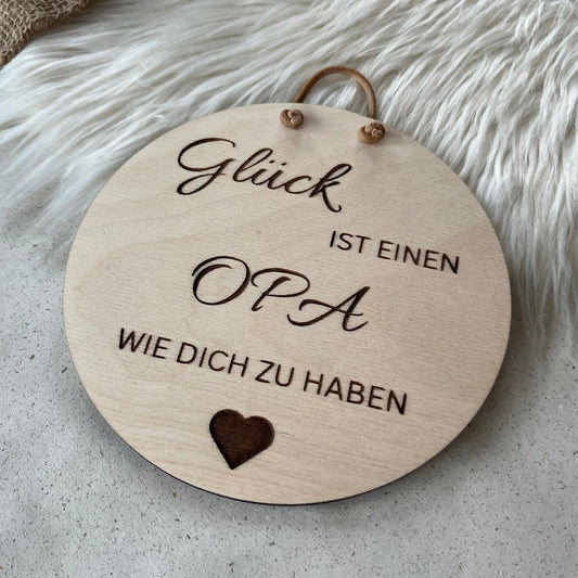 DwieDeko Holzschild - Glück ist einen Opa wie dich zu haben