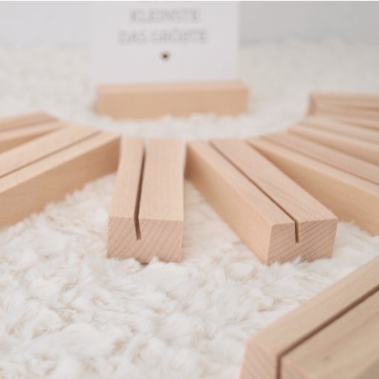 DwieDeko Kartenhalter Holz Blanko – 10er Set Fotohalter für DIY, Hochzeit & Platzkarten Taufe