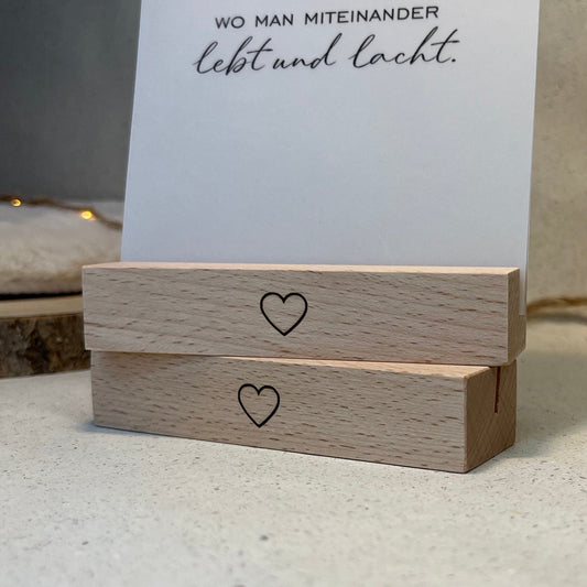DwieDeko Kartenhalter Holz Herz Schwarz – 2er Set für Fotos, Tischkarten & Hochzeit Tischdeko