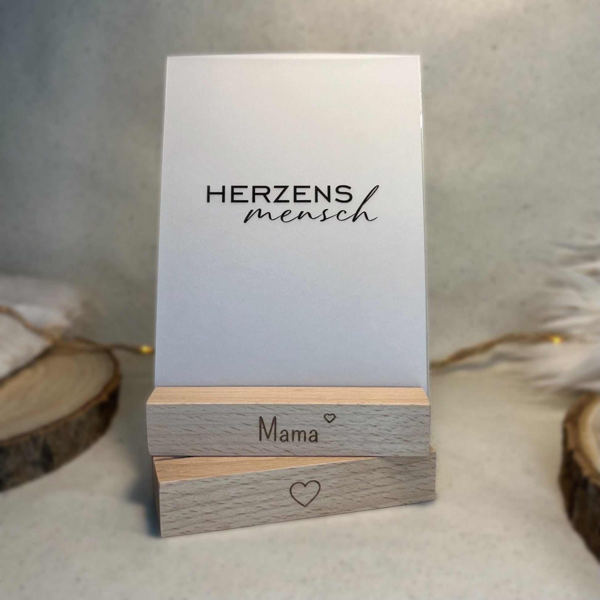 DwieDeko Kartenhalter Mama – 2er Set Holz Fotohalter für Muttertag, Geschenk & Tischdeko