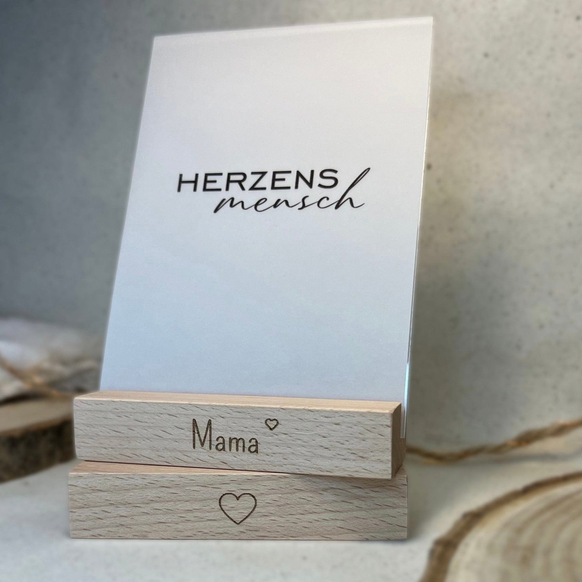 DwieDeko Kartenhalter Mama – 2er Set Holz Fotohalter für Muttertag, Geschenk & Tischdeko