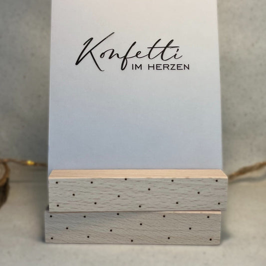 DwieDeko Kartenhalter Pünktchen – 2er Set Holz Fotohalter für Kindergeburtstag & Tischdeko
