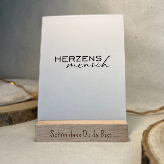 DwieDeko Kartenhalter Schön dass du da bist – 2er Set Fotohalter Holz für Hochzeit & Gäste Tischdeko