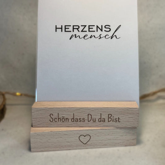 DwieDeko Kartenhalter Schön dass du da bist – 2er Set Fotohalter Holz für Hochzeit & Gäste Tischdeko