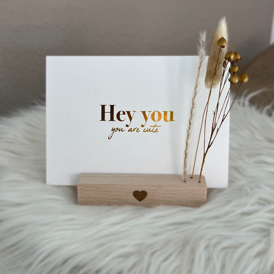 DwieDeko Kartenhalter und Trockenblumenständer 10cm mit Herz im 2er Set