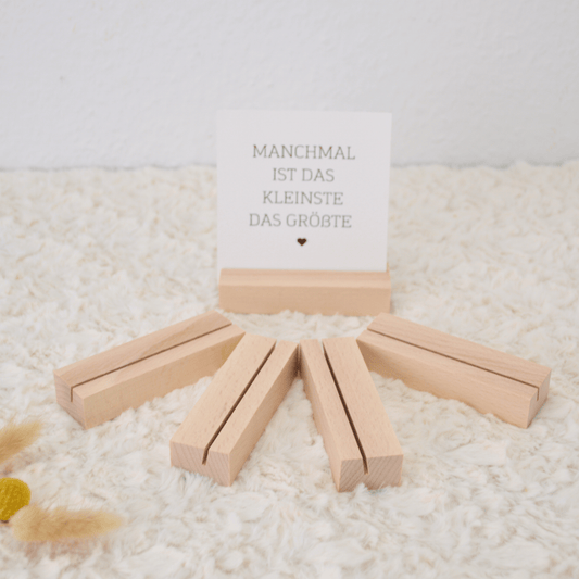 DwieDeko Menükartenhalter Holz Blanko – 5er Set Kartenhalter für Hochzeit, Buffet & Tischdeko Taufe