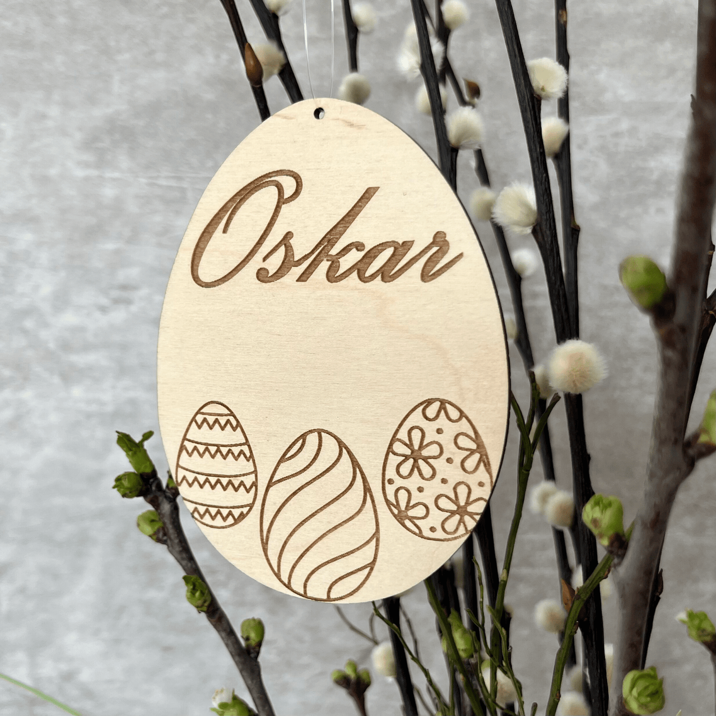 DwieDeko Osterdekoration aus Holz personalisiert - 3 Ostereier