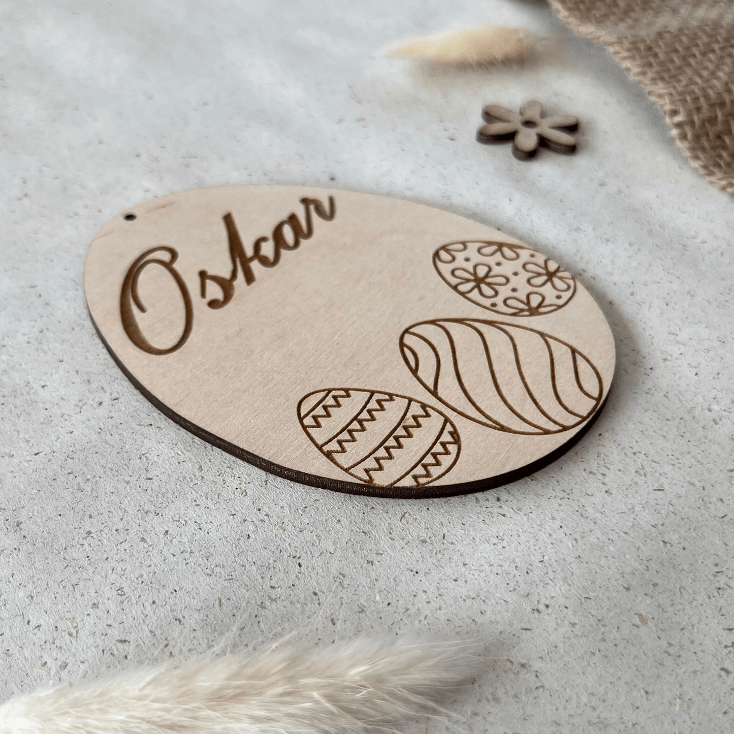 DwieDeko Osterdekoration aus Holz personalisiert - 3 Ostereier