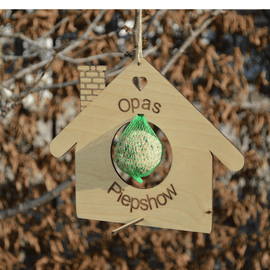 DwieDeko Personalisierbares Opa-Geschenk – Vogel-Futterstation „Haus Opas Piepshow“