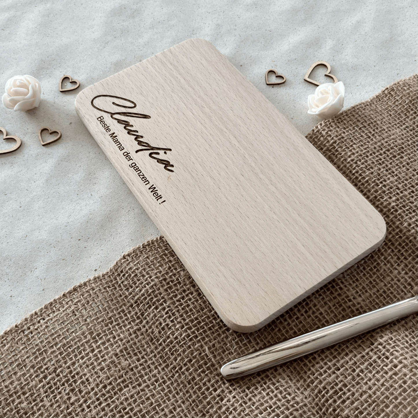 DwieDeko Personalisiertes Frühstücksbrett mit Namen – Beste Mama der Welt – Geschenkidee Muttertag