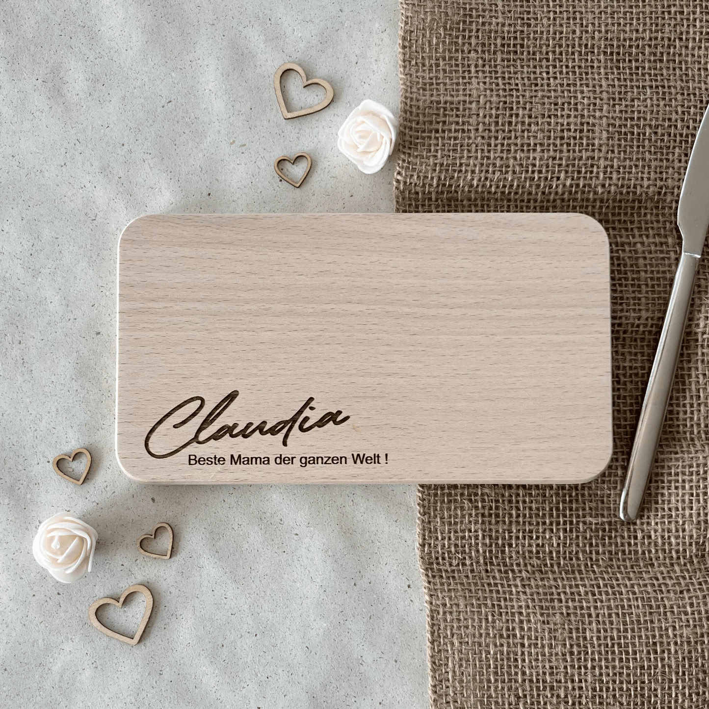 DwieDeko Personalisiertes Frühstücksbrett mit Namen – Beste Mama der Welt – Geschenkidee Muttertag