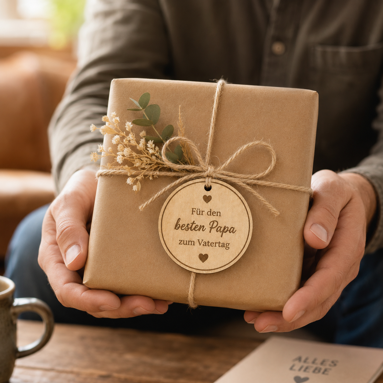 Geschenkanhänger / Holzanhänger mit Gravur - Für den bester Papa zum Vatertag