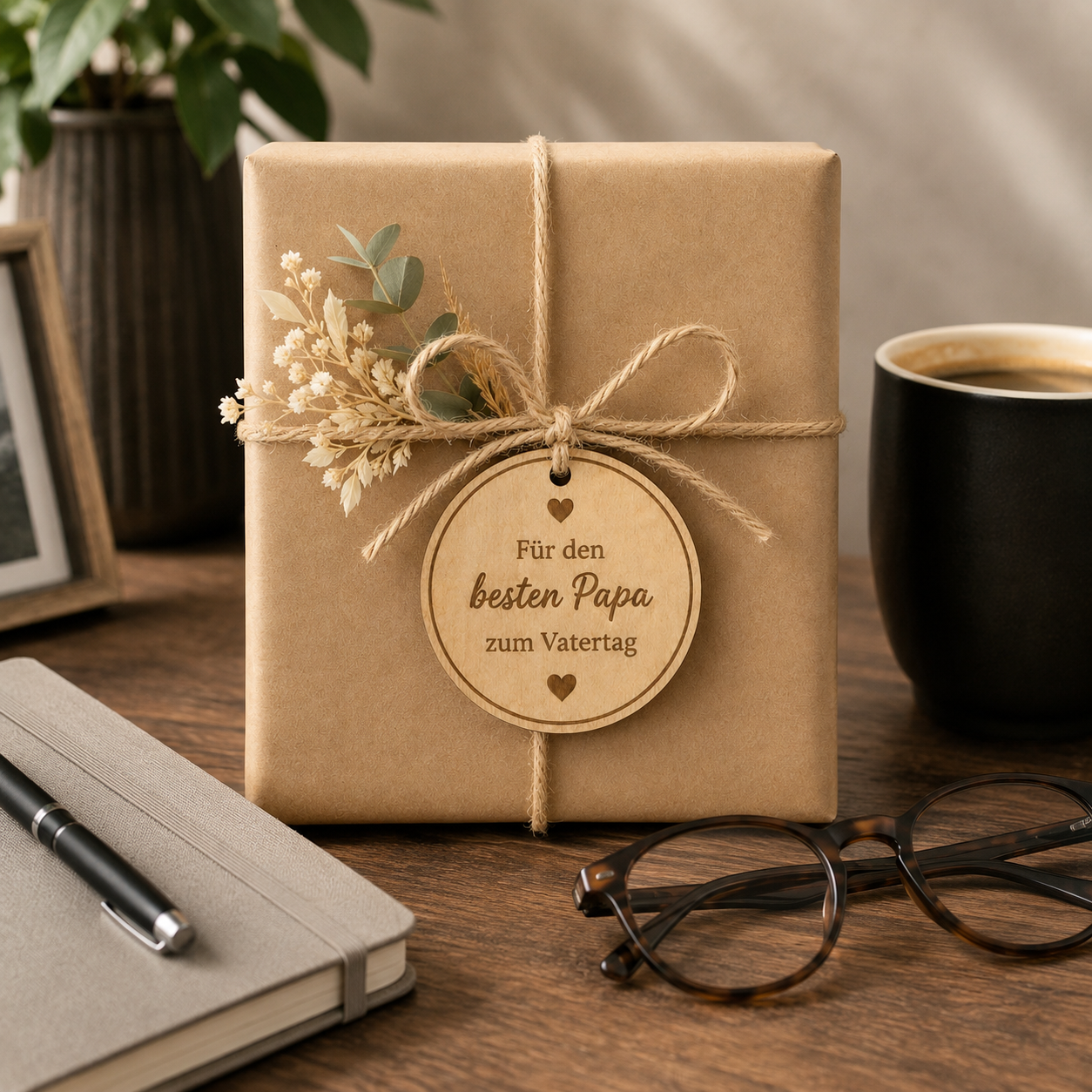 Geschenkanhänger / Holzanhänger mit Gravur - Für den bester Papa zum Vatertag