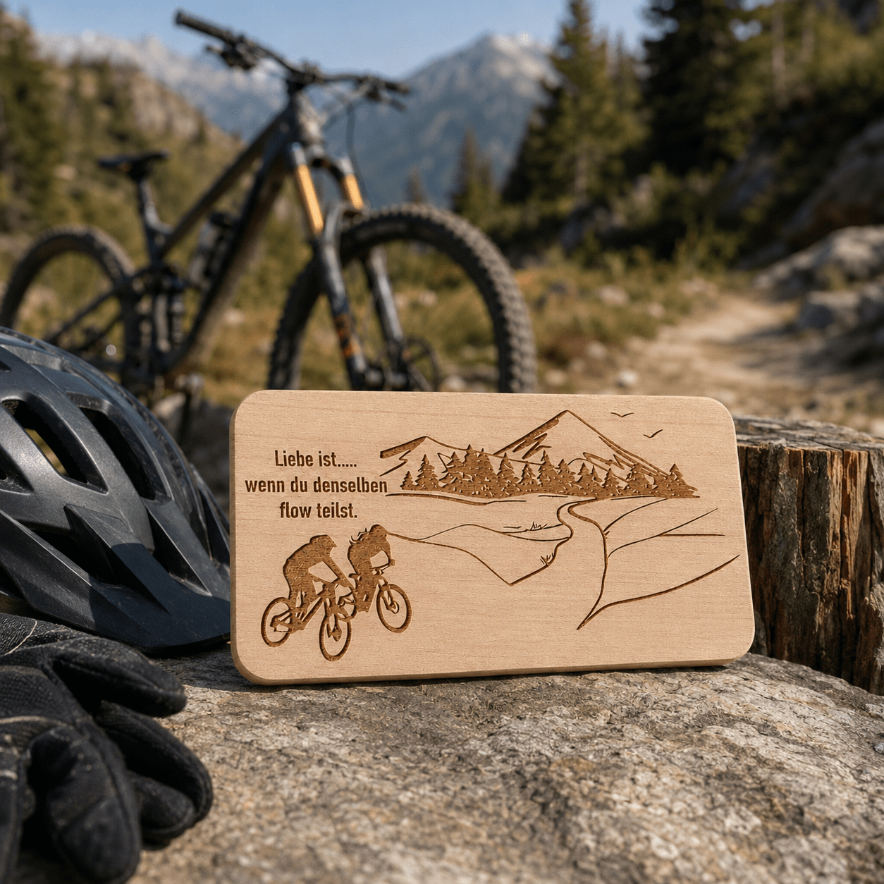 Frühstücksbrett aus Holz – Geschenk für Radfahrer - DwieDeko