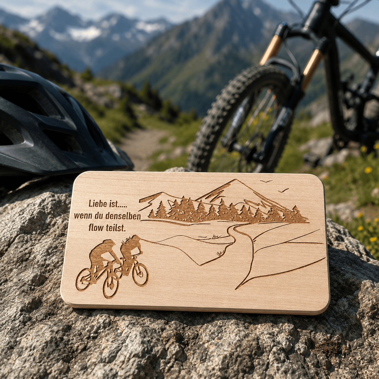 Frühstücksbrett aus Holz – Geschenk für Radfahrer - DwieDeko