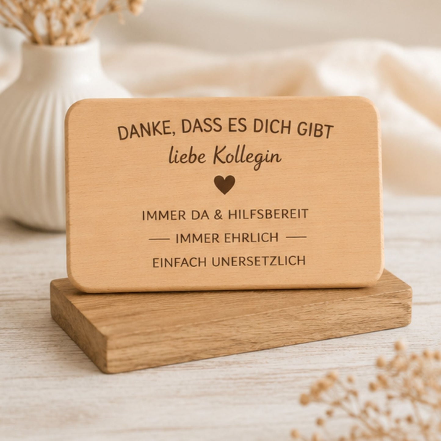 Frühstücksbrettchen für Kollegin mit Gravur " Danke, Dass es dich gibt" - DwieDeko