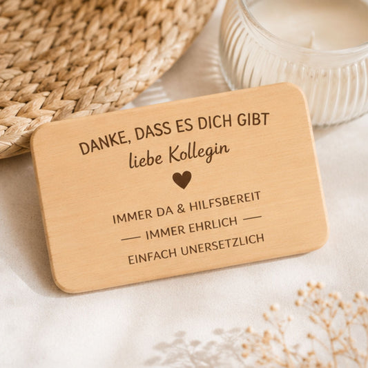 Frühstücksbrettchen für Kollegin mit Gravur " Danke, Dass es dich gibt" - DwieDeko