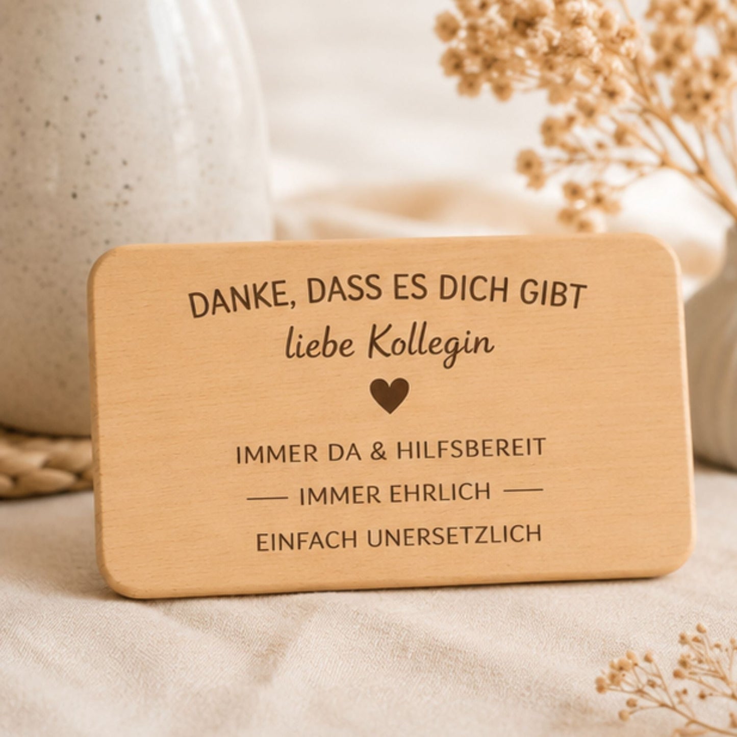 Frühstücksbrettchen für Kollegin mit Gravur " Danke, Dass es dich gibt" - DwieDeko