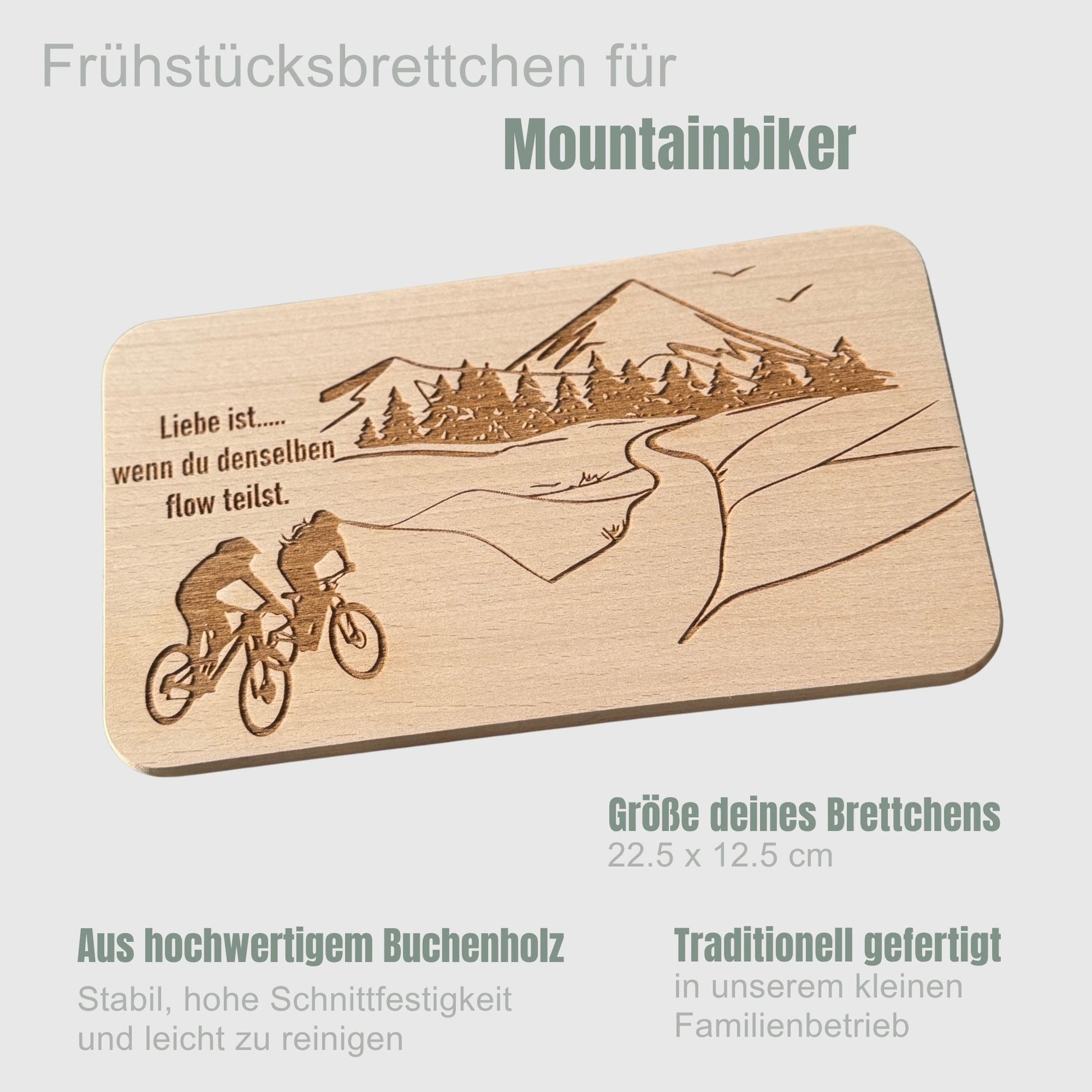 Frühstücksbrett aus Holz – Geschenk für Radfahrer - DwieDeko