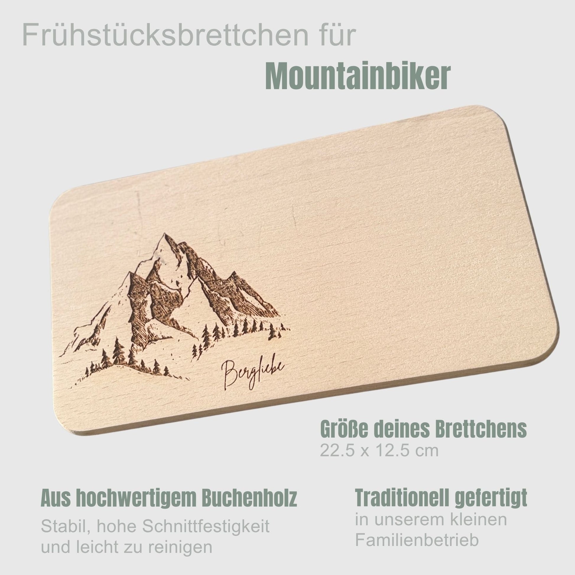 Frühstücksbrett aus Holz mit Gravur - Bergliebe - DwieDeko