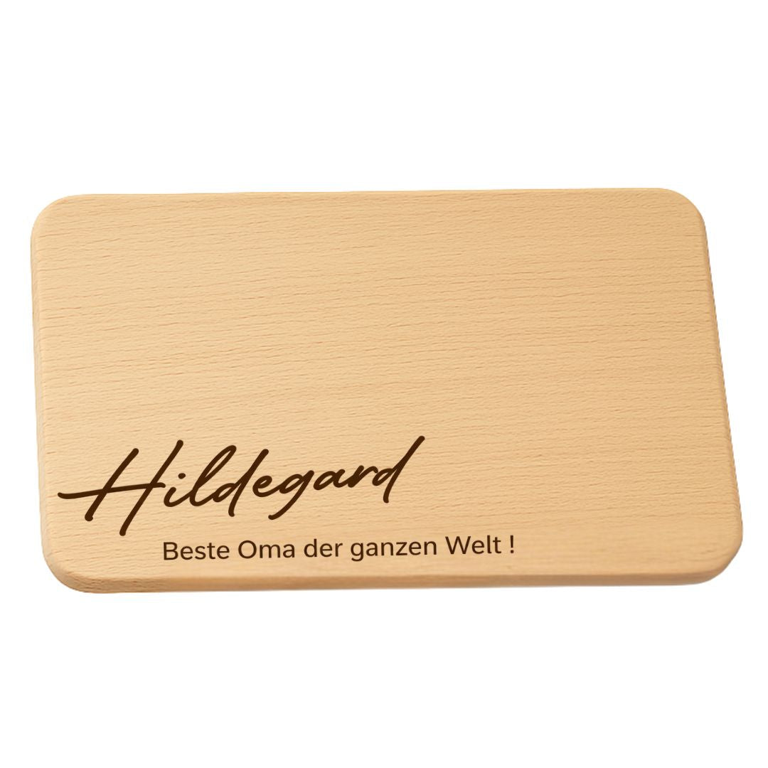 Frühstücksbrett mit Gravur – Geschenk für Oma personalisiert mit Namen – Beste Oma der Welt - DwieDeko
