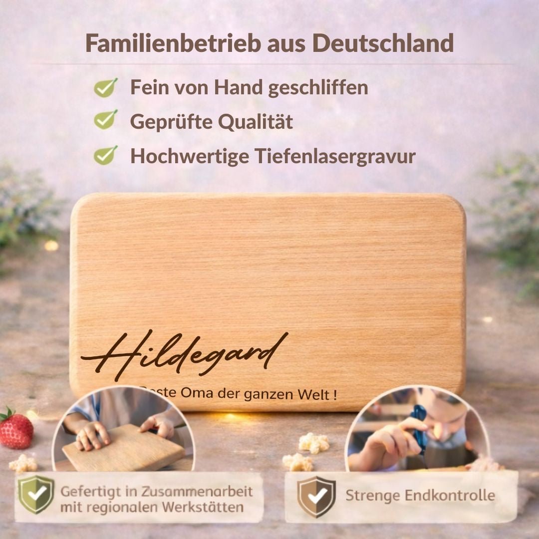 Frühstücksbrett mit Gravur – Geschenk für Oma personalisiert mit Namen – Beste Oma der Welt - DwieDeko