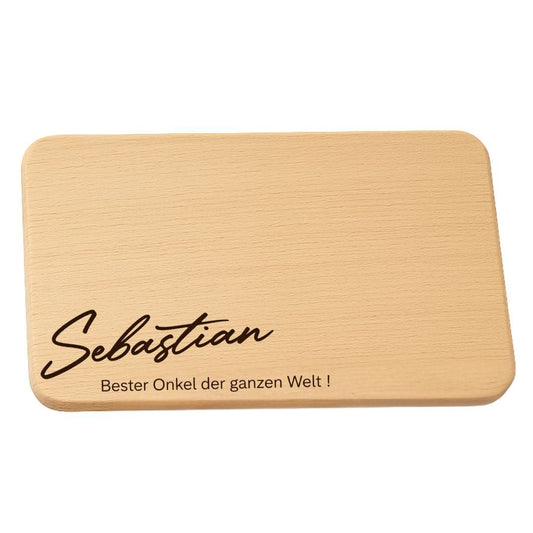 Frühstücksbrett mit Namen – Geschenk für Onkel oder Patenonkel personalisiert – Bester Onkel der Welt - DwieDeko