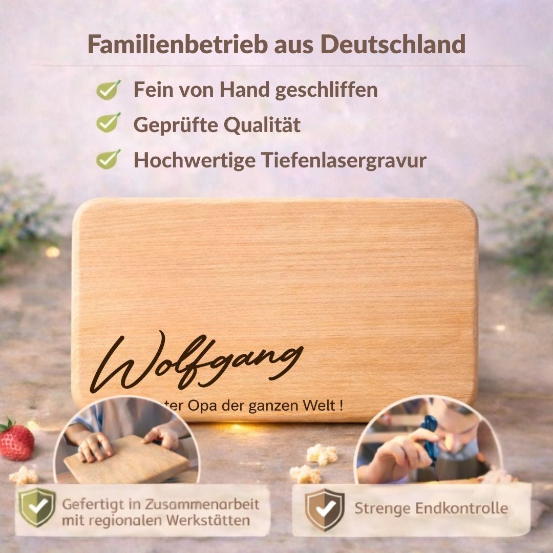 Frühstücksbrett personalisert - Opa Geschenk Geburtstag "Bester Opa der Welt" - DwieDeko