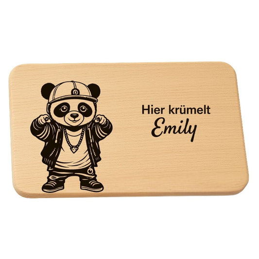 Frühstücksbrett personalisiert für Kinder - Hip Hop Panda - DwieDeko