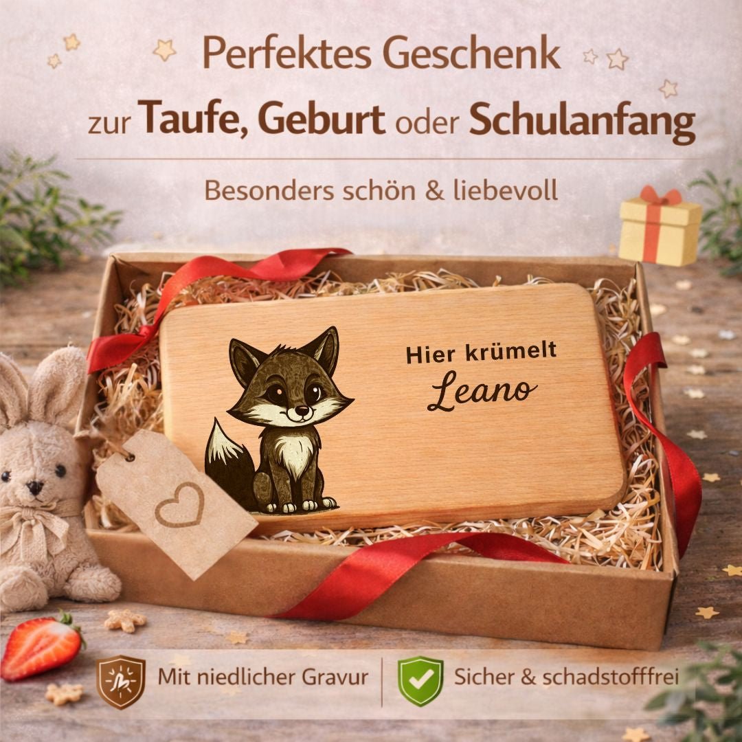 Frühstücksbrett personalisiert für Kinder - Süßer Fuchs - DwieDeko