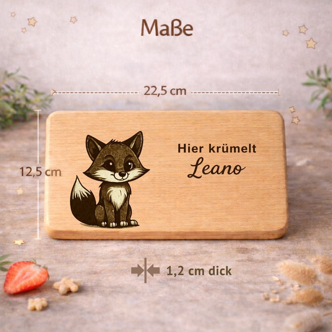 Frühstücksbrett personalisiert für Kinder - Süßer Fuchs - DwieDeko