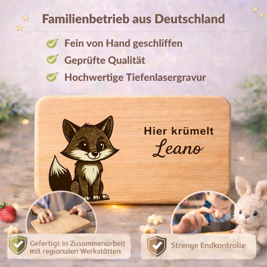 Frühstücksbrett personalisiert für Kinder - Süßer Fuchs - DwieDeko