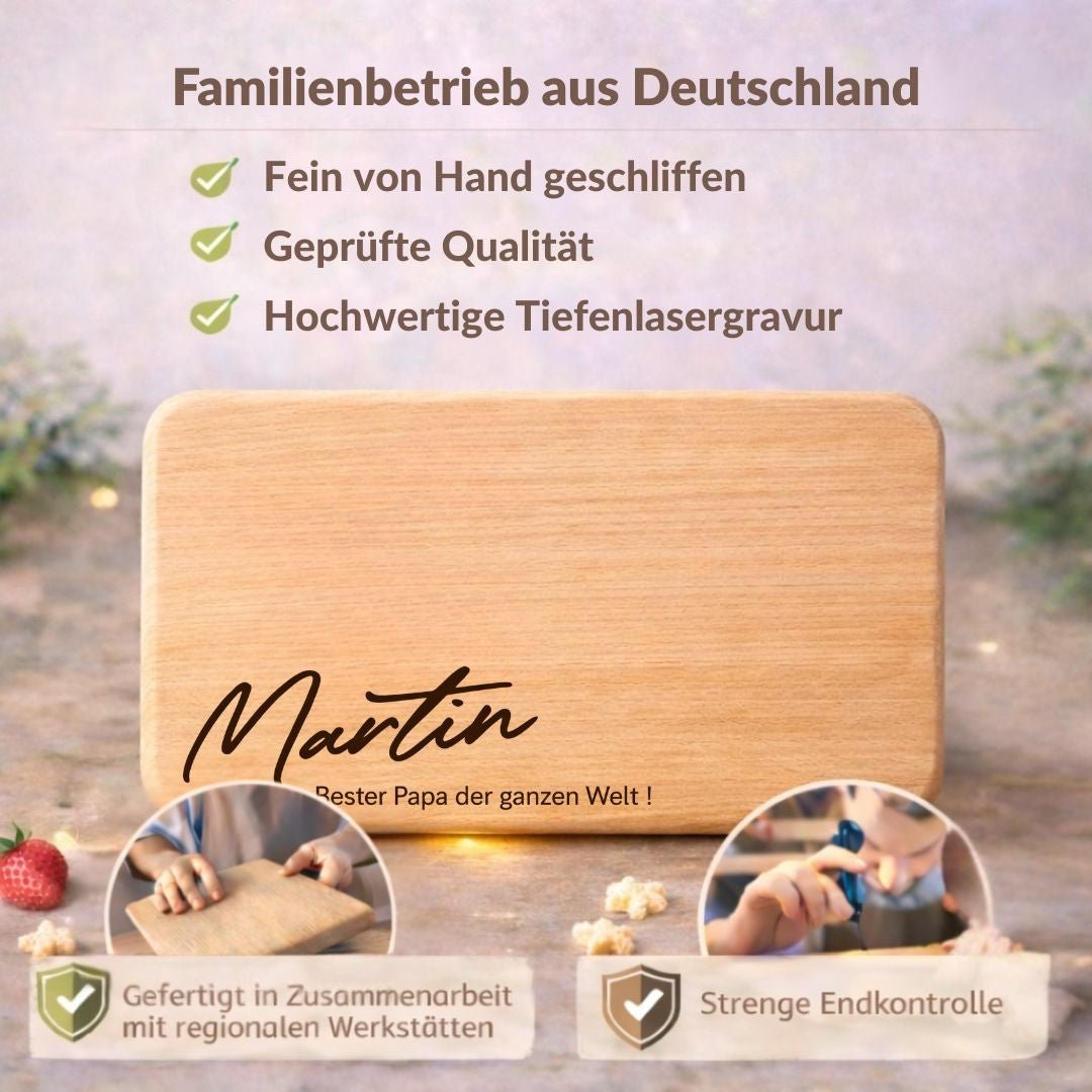 Frühstücksbrett personalisiert – Geschenk für Papa mit Gravur – Bester Papa der Welt - DwieDeko