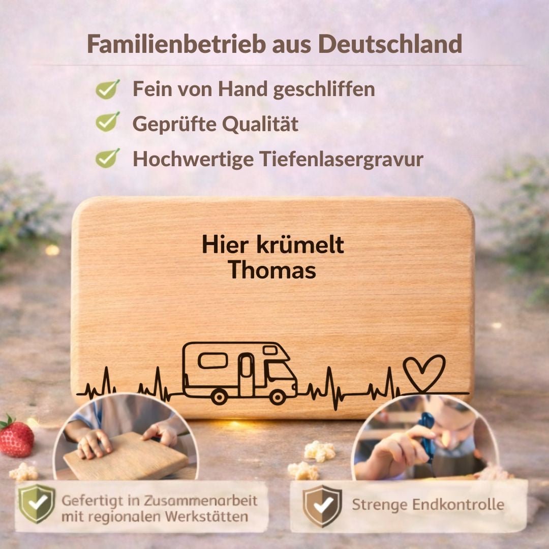 Frühstücksbrettchen "Wohnmobil mit Pulsschlag" – Lustiges Geschenk für Camper & Camping Zubehör - DwieDeko