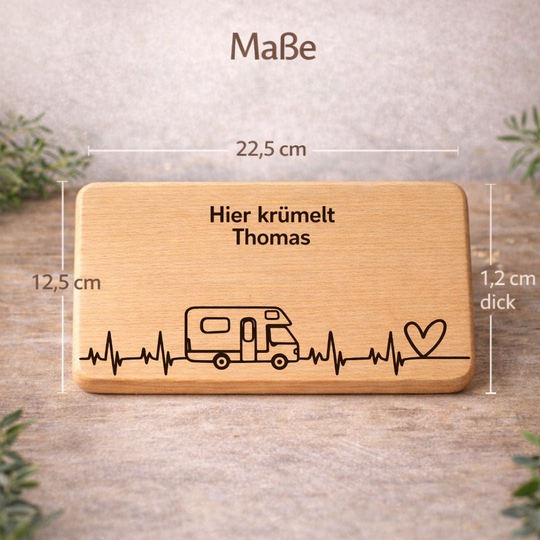 Frühstücksbrettchen "Wohnmobil mit Pulsschlag" – Lustiges Geschenk für Camper & Camping Zubehör - DwieDeko