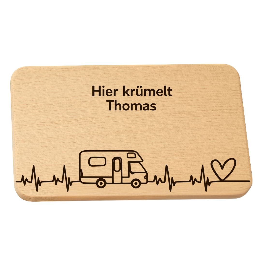 Frühstücksbrettchen "Wohnmobil mit Pulsschlag" – Lustiges Geschenk für Camper & Camping Zubehör - DwieDeko