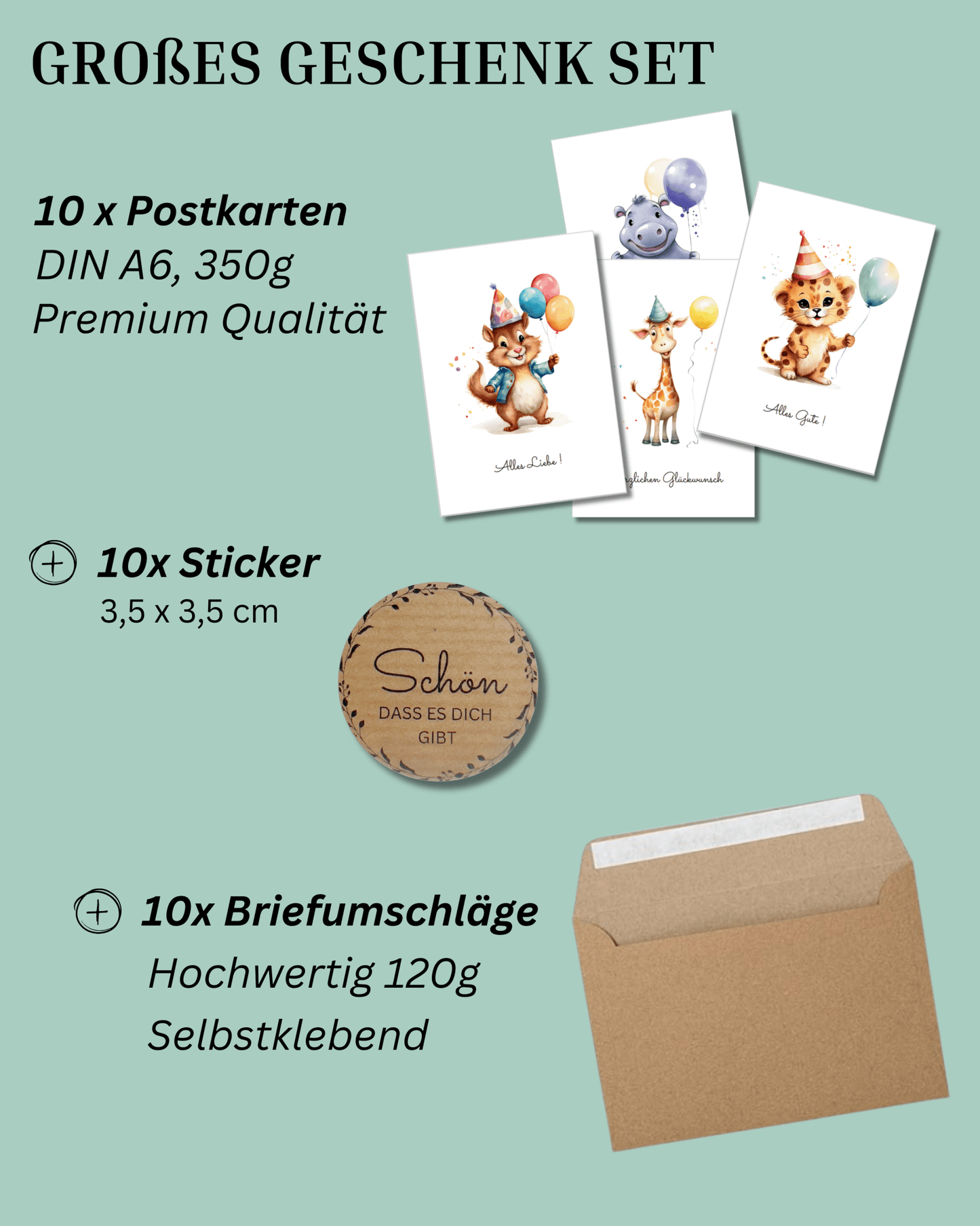 Geburtstagskarten Set | Kinder Geburtstag inkl. Umschläge - DwieDeko