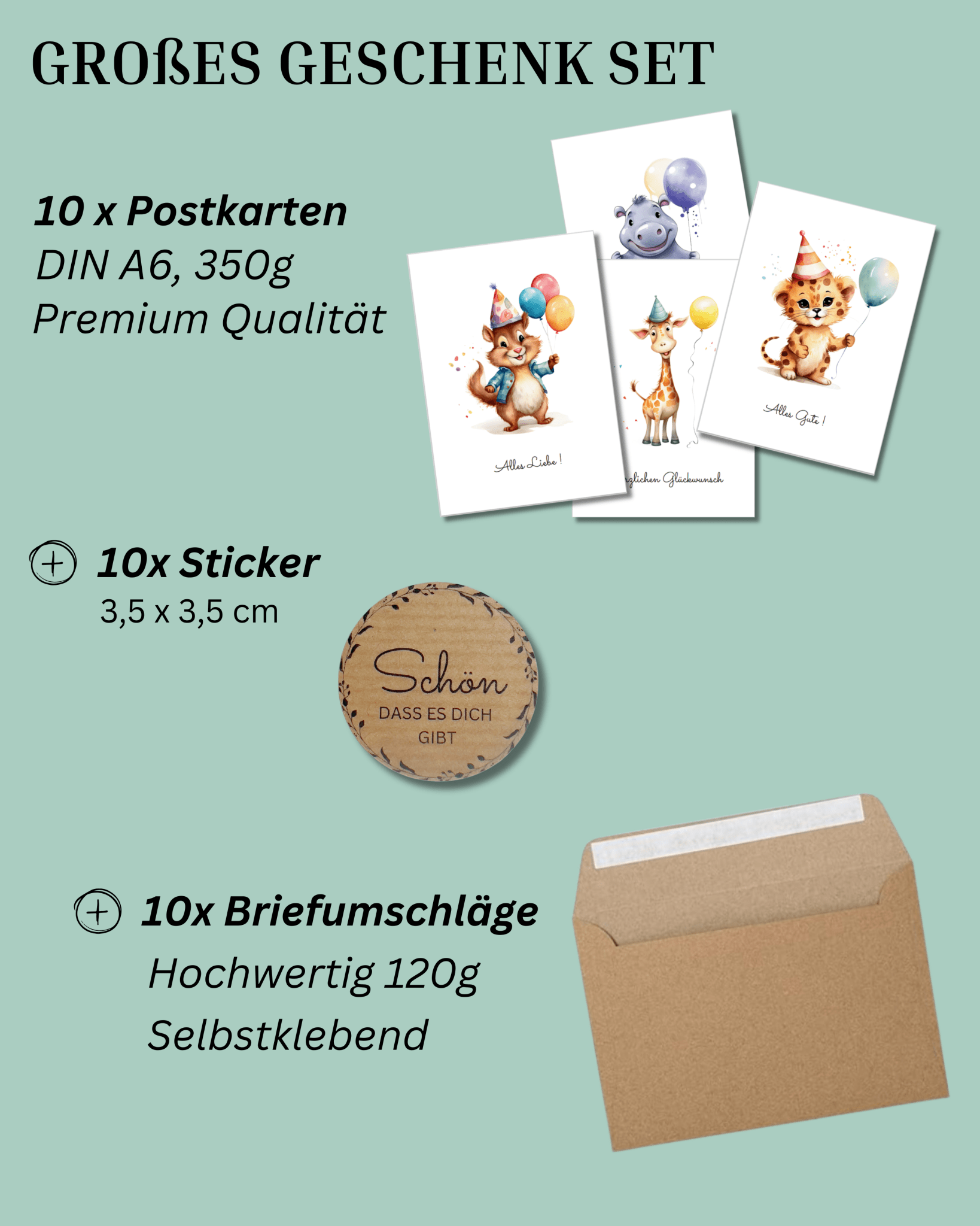Geburtstagskarten Set | Kinder Geburtstag inkl. Umschläge - DwieDeko