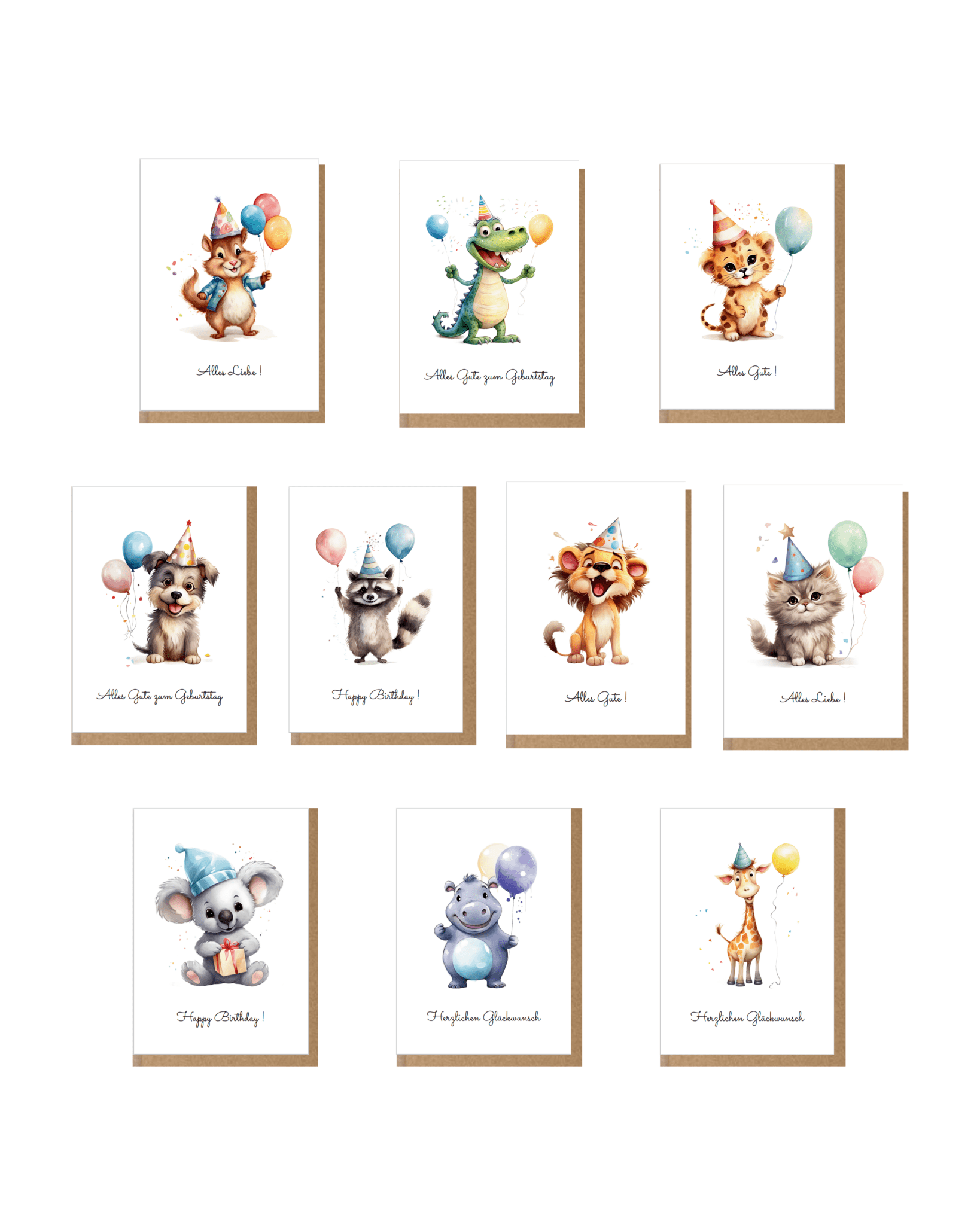 Geburtstagskarten Set | Kinder Geburtstag inkl. Umschläge - DwieDeko