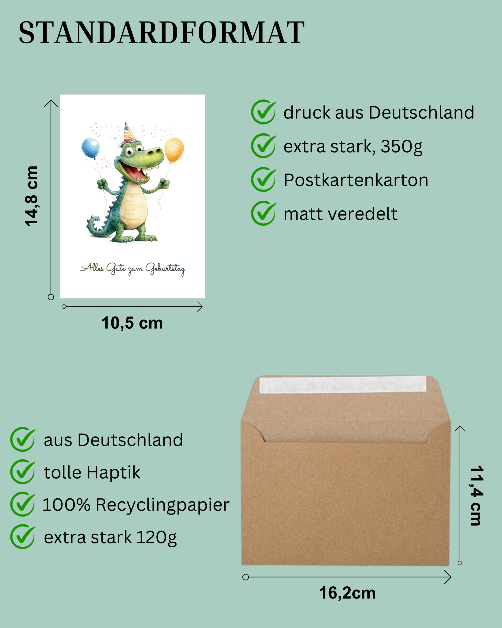 Geburtstagskarten Set | Kinder Geburtstag inkl. Umschläge - DwieDeko