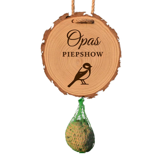 Geschenk für Opa zum Geburtstag – Meisenknödelhalter „Opas Piepshow“ für den Garten - DwieDeko