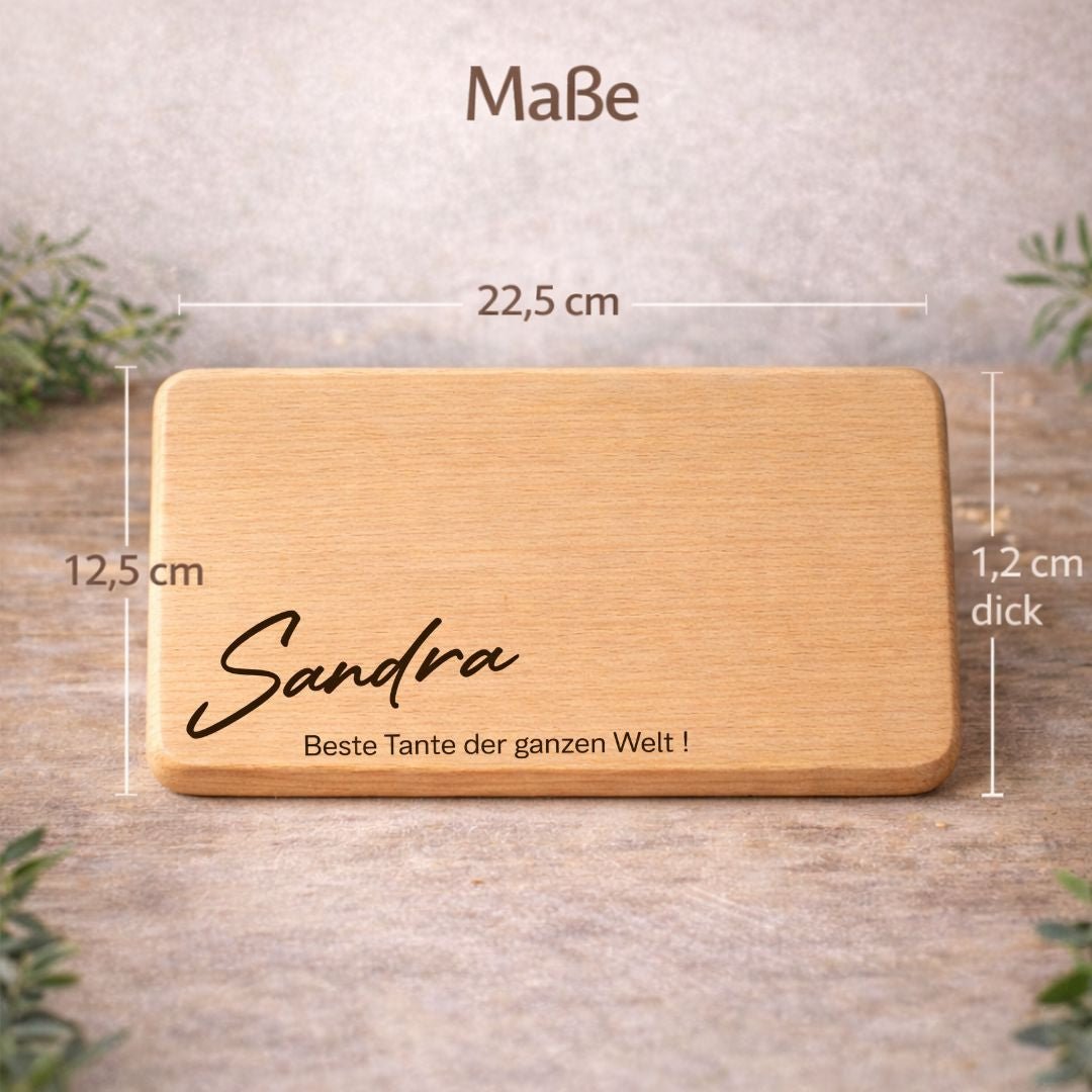 Geschenk für Tante – Frühstücksbrett mit Gravur und Namen – Beste Tante der Welt - DwieDeko