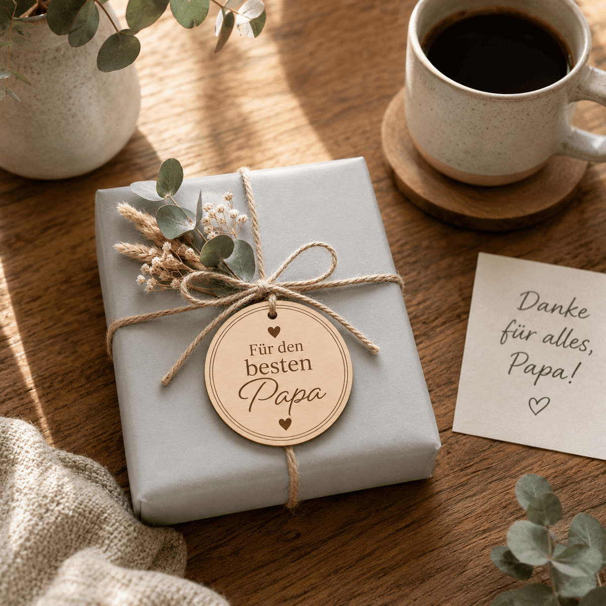 Geschenkanhänger Holz mit Gravur "Für den bester Papa" - DwieDeko